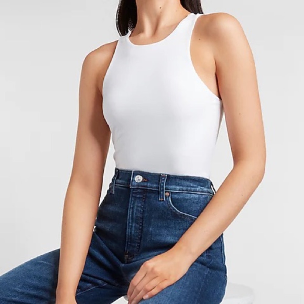 Express Body Contour Silky High Neck Thong Bodysuit
